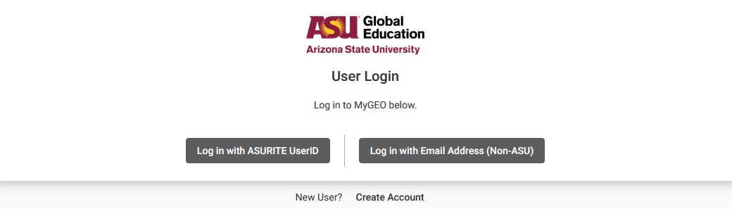 Screencapture of study abroad login landing page